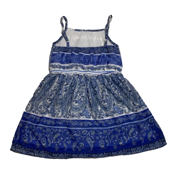 The Children's Place Blue Floral Paisley Spaghetti Strap Toddler Summer Dress - Picture 2 of 4